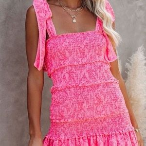 Vici Sonya Floral Smocked Ruffle Tie Dress